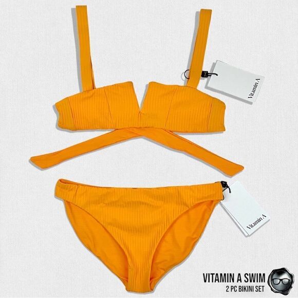 VITAMIN A SWIM ICED MANGO BIKINI SET 2 PC SWIMSUIT KAYA TOP + MIDORI BOTTOM NEW - Picture 1 of 16